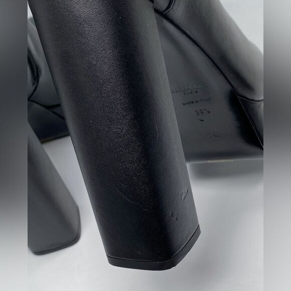 Balmain Brune Leather Platform Ankle Boots size 39.5 - Picture 13 of 16